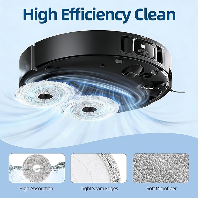 Mop Pads for Dreame L40 Ultra/L10S Ultra/X40 Ultra/L10s Pro Ultra Heat/L20 Ultra/L10S Plus/X30 Ultra/X40 Master/L10 Ultra/L10S Ultra Gen2 Robot Vacuum Microfiber 6 Pack Vacuum Mop Pads Replacement