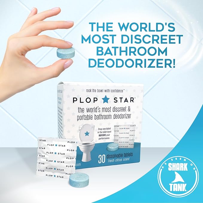 Toilet Tablets Odor Eliminator, Discreet Toilet Deodorizer Drop Ins, Portable Toilet Drops for Bathroom Odor Control, Individually Wrapped Travel Tablets, 30 Pack | As Seen on Shark Tank