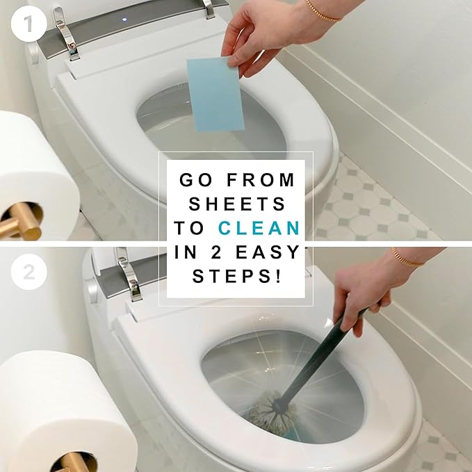 80 Dissolvable Toilet Bowl Cleaner Sheets (Easy Clean, Quick-Dissolving, Septic-Safe Cleaning) + Sample Pack (Laundry, Foaming Hand Soap, Toilet & Floor Cleaner Dissolvable Sheets)