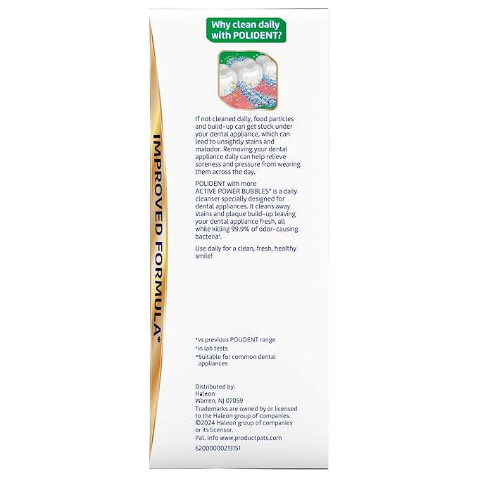 Polident Overnight Whitening Antibacterial Dental Appliance Cleanser Tablets, Mouthguard Cleaning Tablets, 60 Count