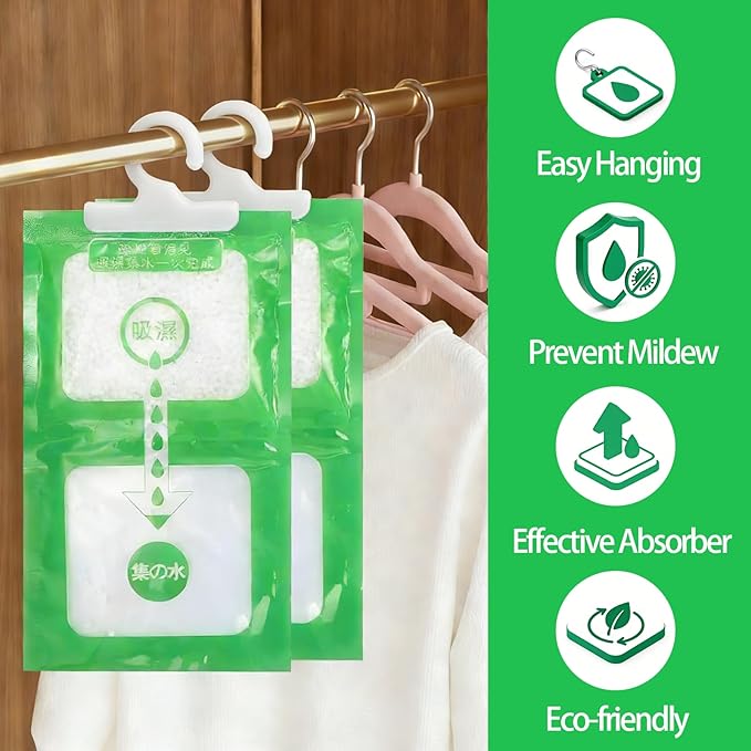 Dehumidifier Bags 12 Pack，Moisture Absorbers for Closet,Humidity Packs, Humidity Absorber in Wardrobes, Bedrooms, Bathrooms