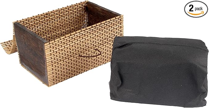 BambooMN Granulated Bamboo Charcoal Odor Absorber Bag in Decorative 6.25" x 3.75" x 3.75" Brown Box, 2 Pieces