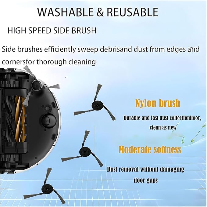 Replacement Dreame Parts Kit for D20 Plus / D20 Pro Plus: 15 Pack Accessories 2 Roller Brush 4 Side Brushes 3 Washable Filter 3 Washable Mop Pads 3 Dust Bags