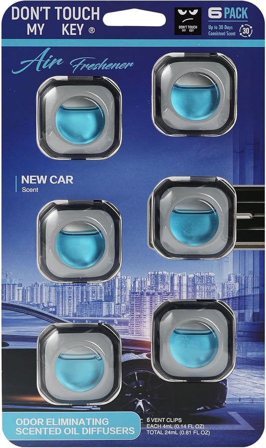 Car Air Freshener Vent Clip 6 Pack 4ml Each Up to 180 Days Long Lasting Scent Odor Eliminator for Women Men(New Car)