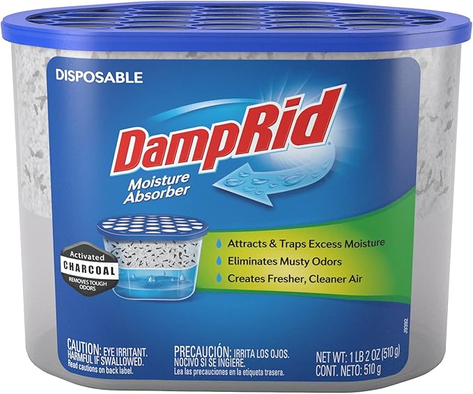 DampRid Fragrance Free Disposable Moisture Absorber with Activated Charcoal - 18oz; Moisture Absorber & Odor Remover