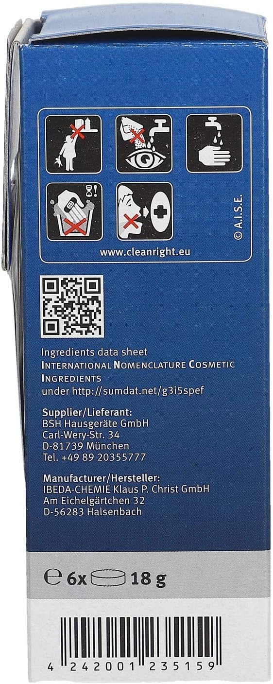 Bosch Original Tassimo Descaling Tablets (1 Box of 6 Tablets) c/w