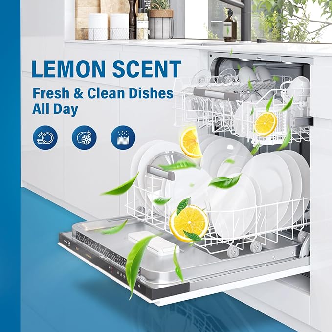 Dishwasher Detergent Tablets 72 Count: 5 Layer Powerful Dishwasher Detergent Eco-Friendly No Plastic Liquid-Free Dish Soap Cleaner Tab, Use in Dishwasher (Lemon)