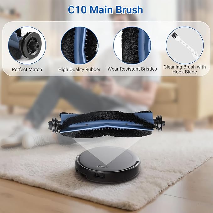 Replacement Kit for Eufy Robot Vacuum C10 – Includes: 2 Main Brushes, 4 Filters, 6 Side Brushes, 6 Dust Bags, 6 Scented Tablets, 1 Cleaning Brush & 1 Screwdriver