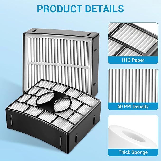Replacement Filters for Shark Rotator DuoClean Powered Lift Away Speed NV680 NV681 NV682 NV683 NV800 NV801 NV803 UV810, Compare to Part # XFF680 & XHF680, 2 HEPA + 4 Foam & Felt Filters