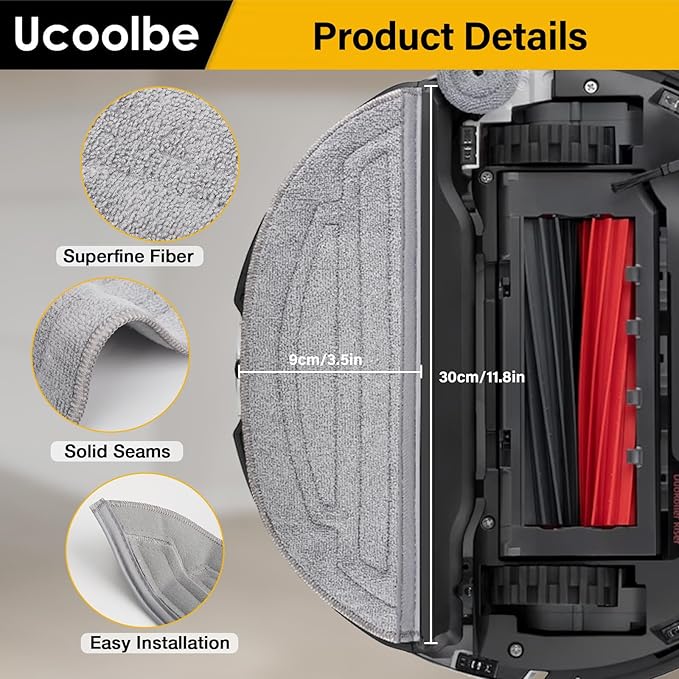 8 Pack Mop Pads Refills for Roborock S8 MaxV Ultra / S8 Max Ultra Robot Vacuum, with Dual Sonic Vibrations Modules, Mop Pad Replacement Accessories