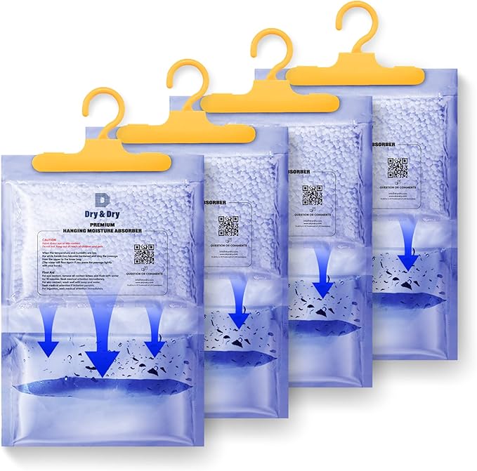 Dry & Dry Premium Moisture Absorbers Dehumidifiers for Home, Basement, Bedroom, Small Dehumidifiers - Moisture Absorbers - Transparent (4 Pack) 7 ounce