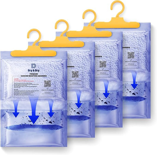 Dry & Dry Premium Moisture Absorbers Dehumidifiers for Home, Basement, Bedroom, Small Dehumidifiers - Moisture Absorbers - Transparent (4 Pack) 7 ounce