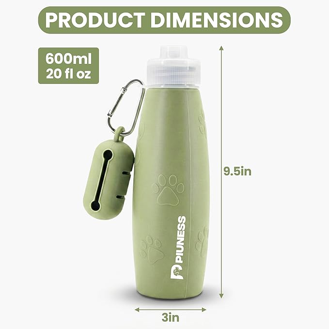 Ultimate 2-in-1 Dog Walk Essential – Portable Pee Cleaning Bottle + Detachable Poop Bag Dispenser (Green)