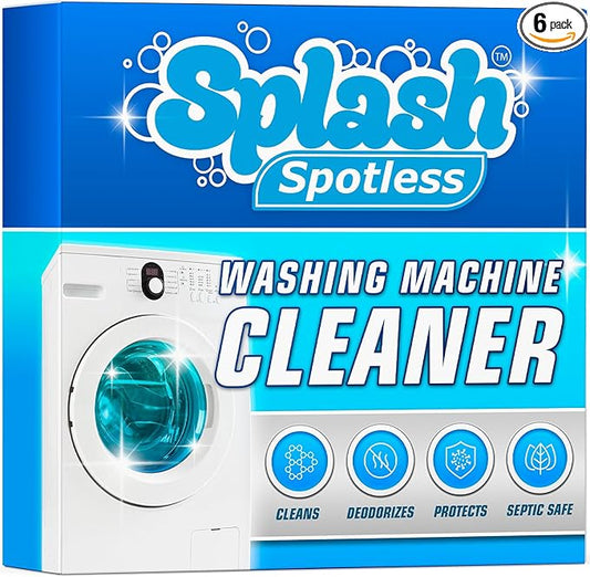 Splash Spotless Washing Machine Cleaner for HE Front Load & Top Load Washers, 1 Count (Pack of 1)
