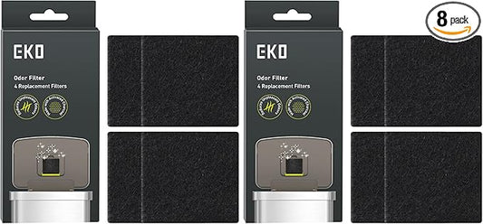 EKO Trash Can Odor Filter Refills for Trash Can and Compost Bin,Activated Charcoal Deodorizer,Strong Charcoal Odor Absorber,Replacements,4 Count (Pack of 2)