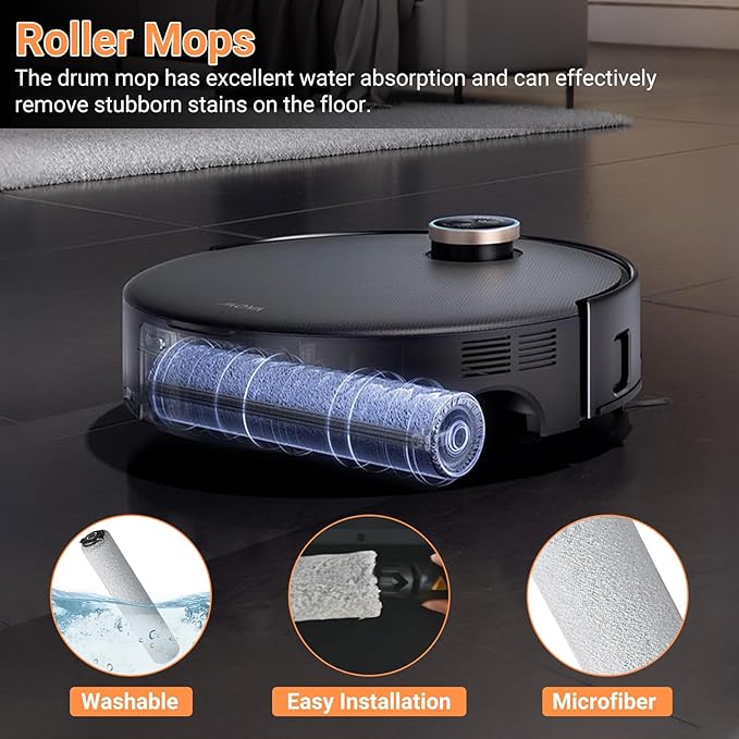 Replacement Kit for Mova Z60 Ultra Roller Complete Robot Vacuum, 2 Main Brushes, 1 Roller Mops, 4 Filters, 6 Side Brushes & Dust Bags & Scented Tablets, 1 Cleaning Brush & Screwdriver