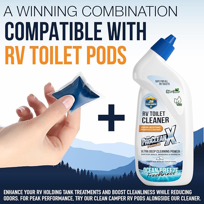 RV Toilet Bowl Cleaner ProClean X™ Formula | Enzyme & Probiotic Powered | Safe for RV Toilets, Holding Tanks & Sensors | Eliminates Odors, Removes Stains | Eco-Friendly