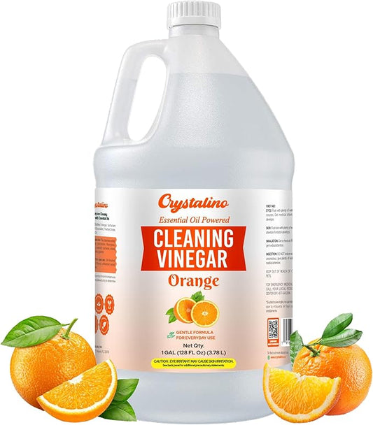 Orange Essential Oil Cleaning Vinegar (1 Gallon) 6% Non-Toxic Distilled White, Vinegar for Cleaning Purpose, Vinagre Blanco, Vinger (128 Fl Oz (Pack of 1), Orange)