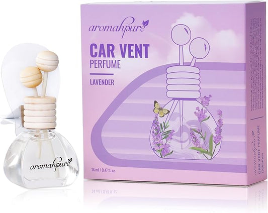 Premium Car Perfume Vent Clip |14 ML |Lavender Fragrance Car Air Freshener |Natural Essential Fragrance Oils in Glass Bottle with Wooden Reed Sticks|Long Lasting upto 30 days
