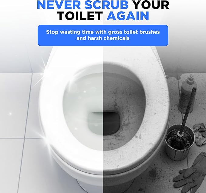 Happy Toilet Cleaner Automatic Toilet Bowl Cleaner Tablets Ultra-Strength Bathroom Toilet Tank Cleaner Tablets for Tank - Toilet Bowl Cleaners Resealable 12-Pack Bag