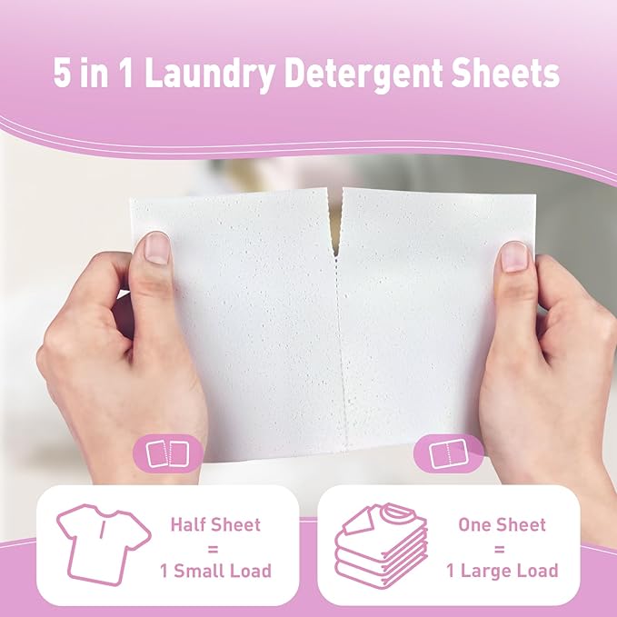 YUCO Laundry Detergent Sheets Amber Sandalwood and Jasmine Lily of the Valley Scent Total 160 Loads, Laundry Soap Washer Sheet, Liquidless Detergent Sheets for Travel, Hypoallergenic, Pack of 2