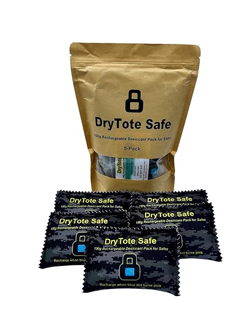 100g Rechargeable Desiccant Pack of 5 - Moisture Absorbing Bag - Silica Gel Desiccant Dehumidifier for Safes