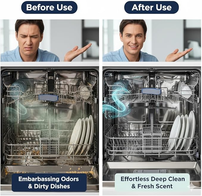 Dishwasher Cleaner Tablets | Eliminates Limescale, Grease & Odors | Septic Safe, Fragrance-Free, Plastic-Free | Deep Clean & Maintain All Dishwashers