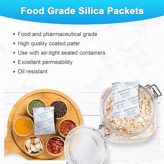 Desiccant Packs – 5 Gram 220 Packs Moisture Absorbers, Food Grade Desiccant with Color Indicating, Premium Desiccant Packs for Storage, Great for Spices, Foods, Electronics, Jewelry
