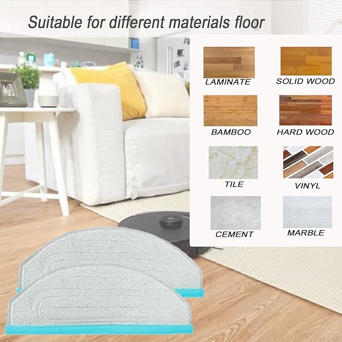 Mop Pad Replacement Part for Yeedi Cube for Yeedi CC Robotic Robot Vacuum Cleaner,6 Pcs Washable and Reusable Soft Microfiber Mop Pads Accessories