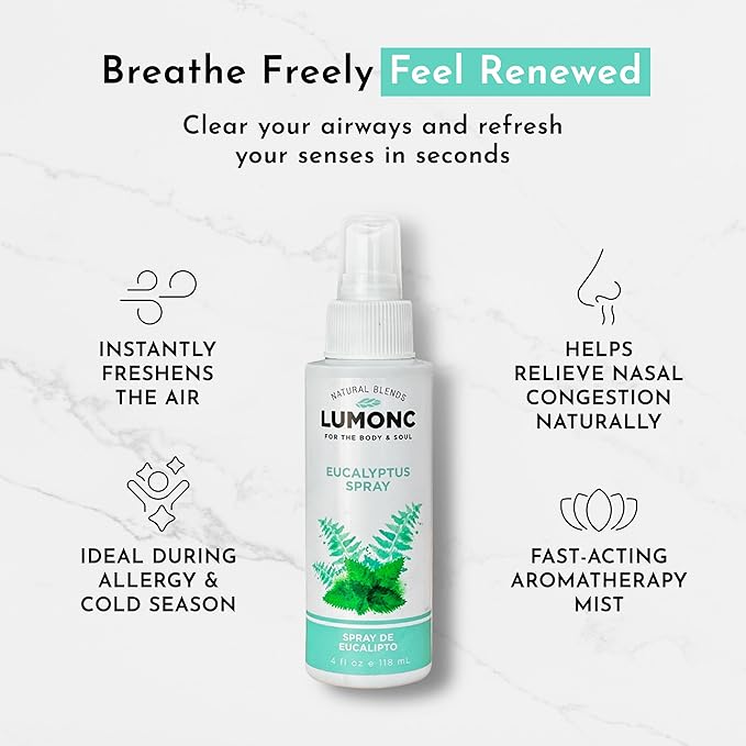 Eucalyptus Spray – Natural Respiratory Support & Pillow Mist with Essential Oils – Breathe Better with Aromatherapy – Made in USA – 4oz