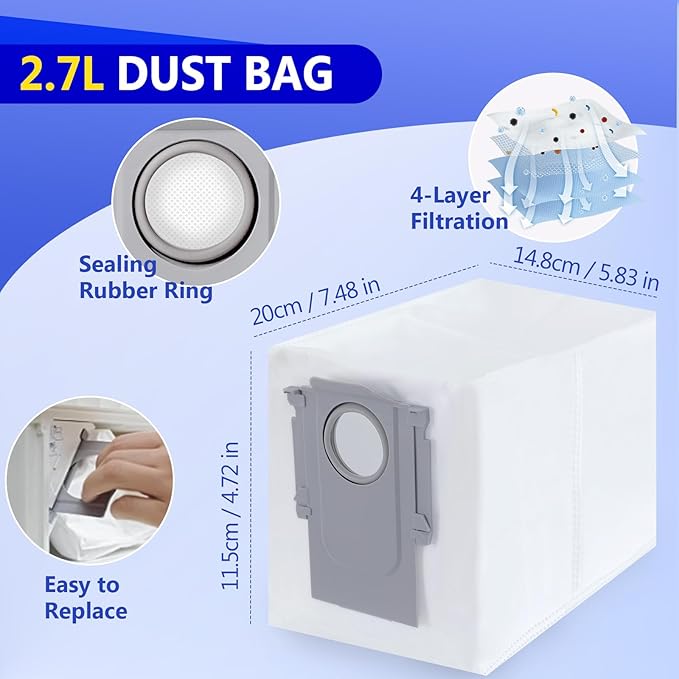 32 Pcs QV 35A Replacement Accessories Compatible with QV 35A / QV 35S Robot Vacuum, 2 Mainbrushes, 6 Scent Tablets, 4 HEPA Filters, 6 Dust Bags, 6 Mop Pads, 6 Side Brushes