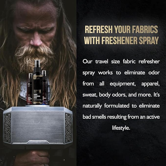 Fabric Freshener Spray by The Beard Struggle - Linen Spray Freshener for Cloths, Bed & Room Air Freshener - Odor Eliminator with Luxury Fragrance - Surtr's Fury, Black Collection (120ml)