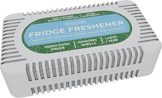 Litepak Fridge Deodorizer & Odor Eliminator - More Powerful Than Baking Soda - Bamboo Activated Charcoal Bags Odor Absorber For Refrigerator or Freezer (1 Pack)