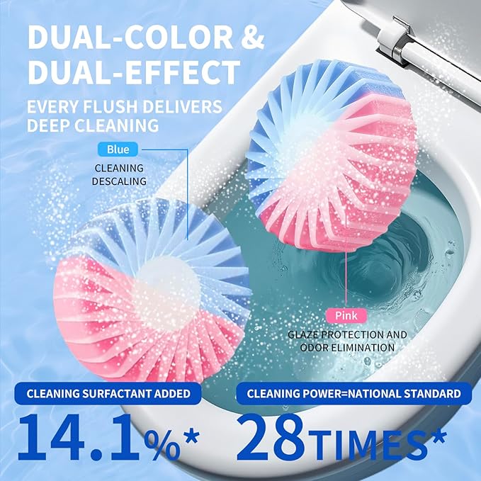 Toilet Cleaning Block, Automatic Cleaning Tablet, White Peach Scent, Biodegradable, 5 Count, 150g Each