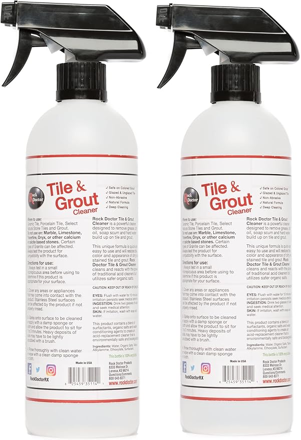 Rock Doctor Natural Tile and Grout Cleaner, Remove Stains Dirt, Oil, and Soap Scum, Heavy Duty Non-Abrasive Tile Cleaner, Natural Formula, Pack of 2