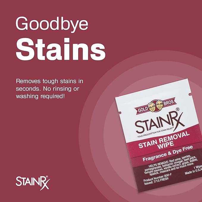 18 Pack Stain Remover Wipe – Travel Wipes for Clothes, Carpet, Upholstery, & Laundry, Instant Removal of Stubborn Red Wine, Blood, Coffee - Everyday Stains, Pocket Stain Treater Towelettes