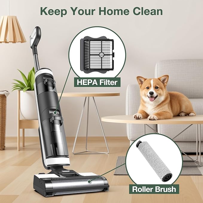 1+2 Pack iFloor 3/ S3 Brush Roller and HEPA Filter Set Compatible with Tineco iFloor 3/ Floor One S3 Cordless Vacuum Cleaners, 1 Pack Brush Roller + 2 Pack Vacuum HEPA Filters + 1 Pack Cleaner Tool