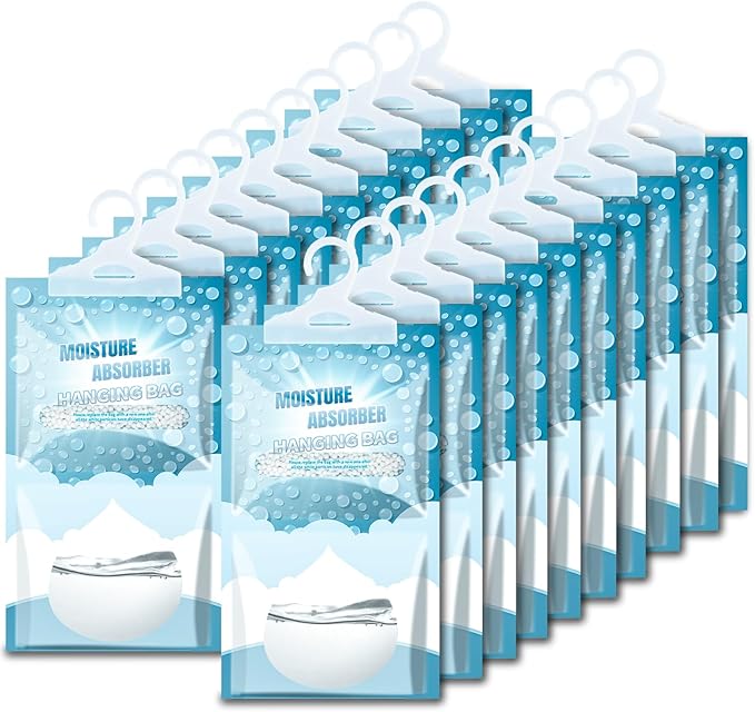 Moisture Absorbers Packets - 20 Pack Hanging Moisture Absorbers Dehumidifier Bags for Closet Bathroom Kitchen, Fragrance Free Humidity Absorber Packs, Removes Moisture & Odors