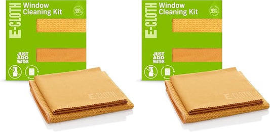 E-Cloth Microfiber Window Cleaning Cloth Kit - Glass Cleaning Cloth for Windows,Mirrors,Cars,Lenses,Eyeglasses,& More,Streak Free Clean,Machine Washable Reusable Towel - Tangerine Orange,(Pack of 2)