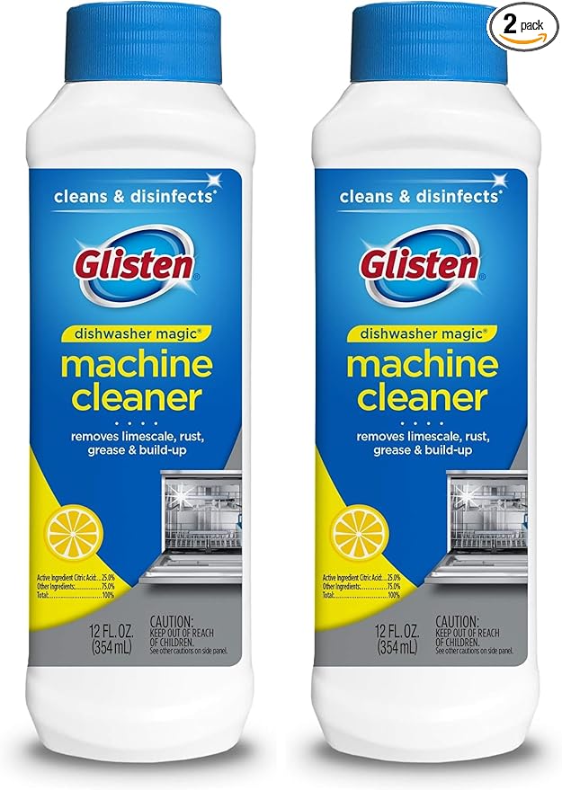 Glisten Dishwasher Magic Disinfectant & Cleaner Lemon 12 Oz (Pack of 2)