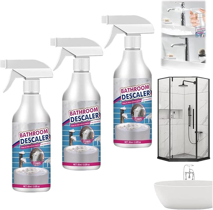Bathroom Descaler Cleaner, Powerful Stubborn Stains Cleaner, All-Purpose Bathroom Descaler Foam Spray for Bathroom Toilet Bath Shower Glass Cleaner (1, 3pc)