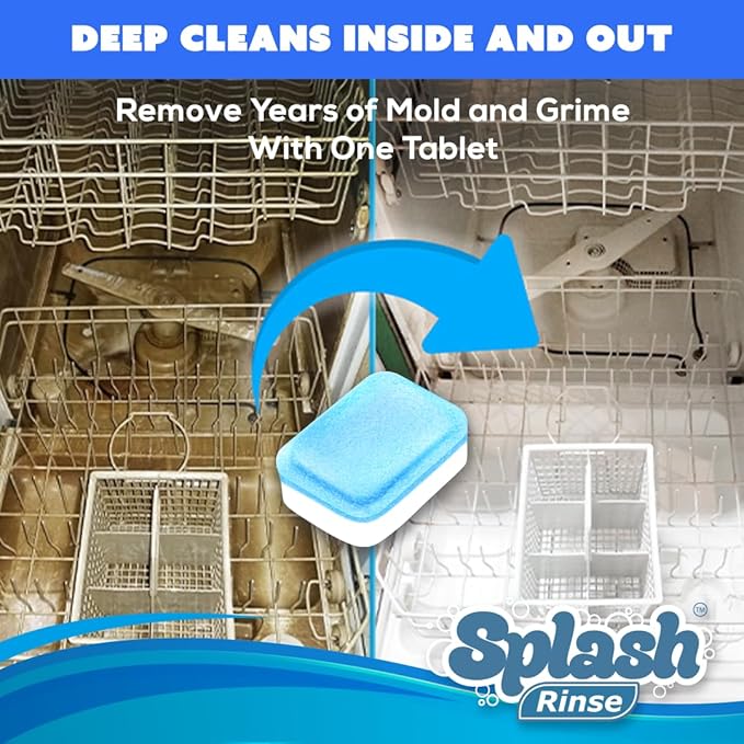 Splash Rinse Dishwasher Cleaner Tablets - Deep Cleaning For All Dishwasher Machine Models
