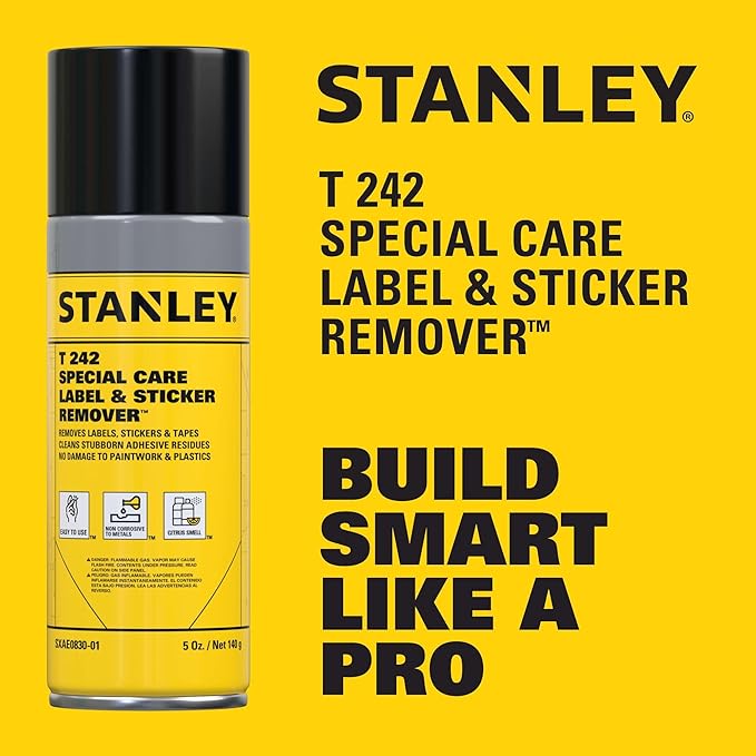 STANLEY T242 Label & Sticker Remover - Automotive-Grade Adhesive Cleaner - Safely Removes Adhesive Residue on Auto Surfaces - 5 oz - 1 Pack