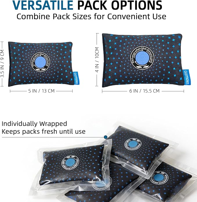 250g (2 Pack) Rechargeable Desiccant Packs for Storage, Color Indicating Moisture Absorbers with “S” Hook Hanging, Silica Gel Packets for Closets, 3D Filament, Gun Safe, Electronic, Toolbox, Safe