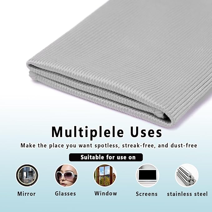 6 Pack Glass Cleaning Cloth Microfiber Cleaning Cloth for Window Eveglass Jewelry Lens (Gray)