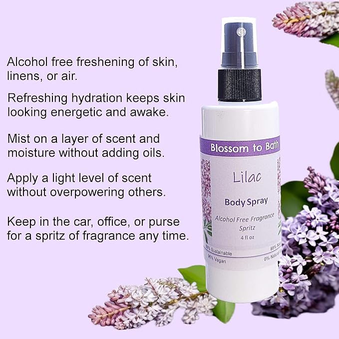 Blossom to Bath Lilac Body Spray (4 Ounce) - Phthalate Free Fragrance - Energizes Skin with a Fresh Blooming Scent