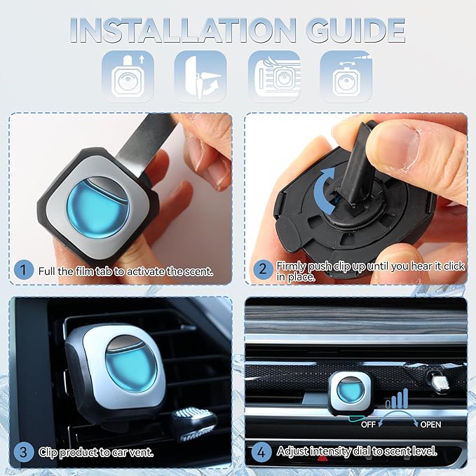 Car Air Freshener Vent Clip 6 Pack 4ml Each Up to 180 Days Long Lasting Scent Odor Eliminator for Women Men(New Car)
