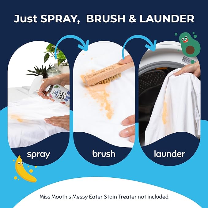 Miss Mouth's Stain Removal Kit - 3-Pack Messy Eater Spray 4oz, Portable Treater Pens & Laundry Brush - Travel Spot Cleaner for Clothes, 6-Piece Set