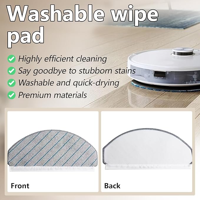 Mop Pads Accessories for ECOVACS DEEBOT T10 Plus/DEEBOT N20 Plus, for Yeedi C12 Pro Plus Robotic Robot Vacuum, 8 Pcs Washable and Reusable Microfiber Mop Pads Replacement Part