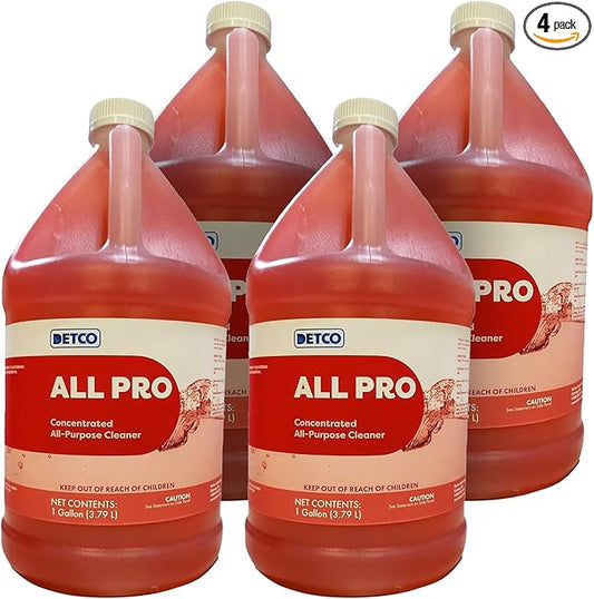 ALL PRO Concentrated All Purpose Cleaner – Biodegradable, Non Toxic, Heavy Duty, Foaming & Streak Free Multi-Surface Solution, 4oz Per Gallon of Water, Daily No Rinse Cleaner, Case of 4 Gallons